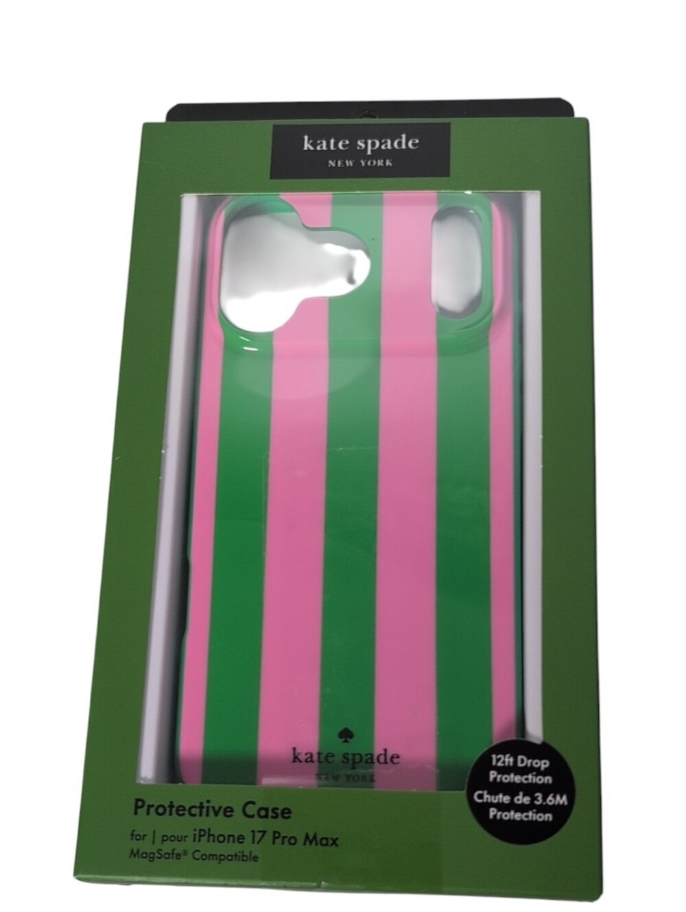 Kate Spade Pink & Green Striped iPhone 17 Pro Max Phone Case